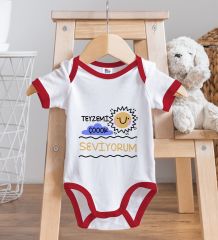 BK Kids Teyzemi Çok Seviyorum Tasarımlı Kırmızı Bebek Body Zıbın-1