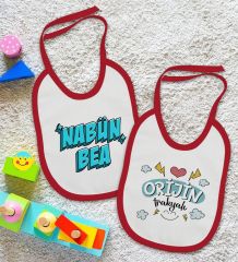 BK Kids Nabün Bea ve Orjin Trakyalı Tasarımlı 2’li Kırmızı Mama Önlüğü-1