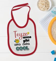 BK Kids Teyze Anne Gibi Tasarımlı Kırmızı Bebek Mama Önlüğü-1
