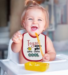 BK Kids Teyze Anne Gibi Tasarımlı Kırmızı Bebek Mama Önlüğü-1