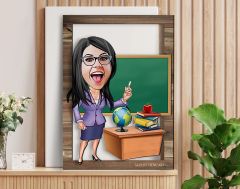BK Gift Kişiye Özel Kadın Öğretmen Karikatürlü 3D Ahşap Tablo, Sevgiliye Hediye, Arkadaşa Hediye, Yıl Dönümü Hediyesi, Doğum Günü Hediyesi-1