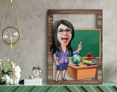 BK Gift Kişiye Özel Kadın Öğretmen Karikatürlü 3D Ahşap Tablo, Sevgiliye Hediye, Arkadaşa Hediye, Yıl Dönümü Hediyesi, Doğum Günü Hediyesi-1