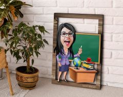 BK Gift Kişiye Özel Kadın Öğretmen Karikatürlü 3D Ahşap Tablo, Sevgiliye Hediye, Arkadaşa Hediye, Yıl Dönümü Hediyesi, Doğum Günü Hediyesi-1