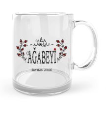 Kişiye Özel Yılın En İyi Ağabeyi Cam Kupa Bardak