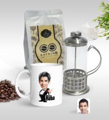 Kişiye Özel Godfather Baba Karikatürlü Kupa & French Press & 250gr Filtre Kahve Hediye Seti-1