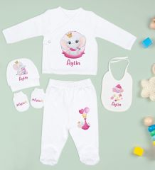 BK Kids Kişiye Özel Beyaz Yeni Doğan Hastane Çıkışı, Anneye Hediye, Zirkon Taşlı Melek Kolye, 9 Parça Bebek Hediye Seti-2