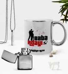 Kişiye Özel Baba Adayı Krom Kupa Benzinli Çakmak Kolye Seti-1