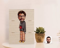 Kişiye Özel Erkek Karikatürlü Otantik Masaüstü Ahşap Palet Çerçeve-60