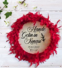 BK Gift Kişiye Özel Damat Yüz Maskesi (5 adet) ve İsimli Tüylü Gelin Tefi , Kına Tefi (28cm)