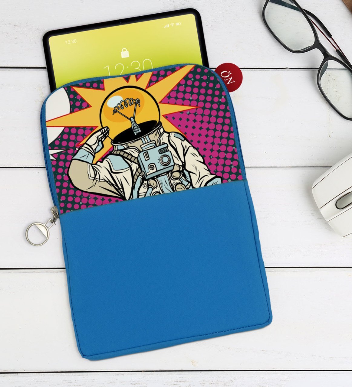 BK Gift Pop Art Tasarımlı Taşınabilir Koruyucu Tablet Kılıfı & Organizer Çanta - Mavi-9
