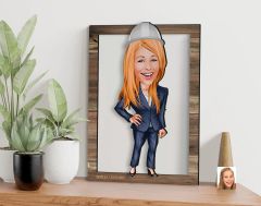 BK Gift Kişiye Özel Kadın Mühendis Karikatürlü 3D Ahşap Tablo, Sevgiliye Hediye, Arkadaşa Hediye, Yıl Dönümü Hediyesi, Doğum Günü Hediyesi-1