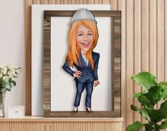 BK Gift Kişiye Özel Kadın Mühendis Karikatürlü 3D Ahşap Tablo, Sevgiliye Hediye, Arkadaşa Hediye, Yıl Dönümü Hediyesi, Doğum Günü Hediyesi-1