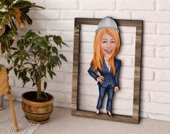 BK Gift Kişiye Özel Kadın Mühendis Karikatürlü 3D Ahşap Tablo, Sevgiliye Hediye, Arkadaşa Hediye, Yıl Dönümü Hediyesi, Doğum Günü Hediyesi-1