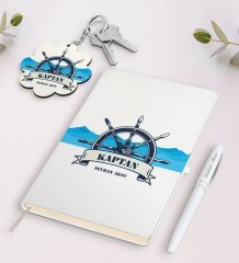 Kişiye Özel Kaptan Beyaz Defter Kalem Ve Anahtarlık Hediye Seti-9