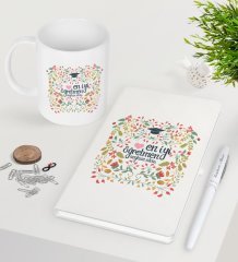Kişiye Özel En İyi Öğretmen Beyaz Defter Kalem Kupa Seti-15