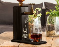 BK Gift Aynalı Altın Kabartma Musluklu Doğal Siyah(Ebony) Ahşap Viski Standı, Home Bar, İçecek Dispenseri, Ahşap İçecek Çeşmesi-8