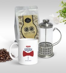 Kişiye Özel Yakışıklı Babam Tasarımlı Kupa & French Press & 250gr Filtre Kahve Hediye Seti-6