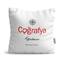 Kişiye Özel Coğrafya Öğretmeni Saten Yastık - 1