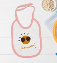 BK Kids İlk Seyahat Tasarımlı Pembe Bebek Body Zıbın ve Mama Önlüğü Hediye Seti-1