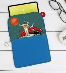 BK Gift Pop Art Tasarımlı Taşınabilir Koruyucu Tablet Kılıfı & Organizer Çanta - Mavi-8