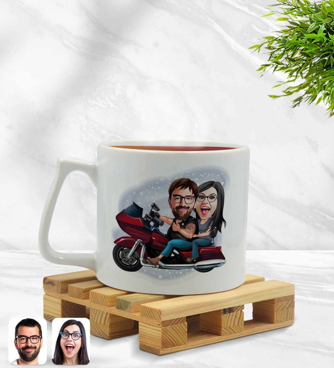 Kişiye Özel Sevgililer Karikatürlü Middle Beyaz Kupa Bardak Model 103