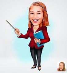 Kişiye Özel Kadın Öğretmen Tasarımlı Dijital Karikatür-3