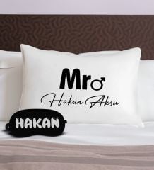 BK Gift Kişiye Özel İsimli Pamuklu Yastık Kılıfı ve Göz Bandı Uyku Seti-1, Tasarım Ev Tekstili, Uyku Bandı, Ev Hediyesi
