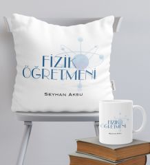 Kişiye Özel Fizik Öğretmeni Temalı Yastık Kupa Seti - 2