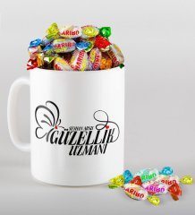 Kişiye Özel Güzellik Uzmanı Kupa ve Haribo Şeker Hediye Seti-2