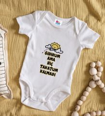 BK Kids Takatum Kalmadı Tasarımlı Beyaz Bebek Body Zıbın-1
