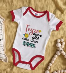 BK Kids Teyze Anne Gibi Tasarımlı Kırmızı Bebek Body Zıbın-1