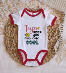 BK Kids Teyze Anne Gibi Tasarımlı Kırmızı Bebek Body Zıbın-1