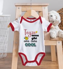 BK Kids Teyze Anne Gibi Tasarımlı Kırmızı Bebek Body Zıbın-1