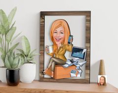 BK Gift Kişiye Özel Kadın Muhasebeci Karikatürlü 3D Ahşap Tablo, Sevgiliye Hediye, Arkadaşa Hediye, Yıl Dönümü Hediyesi, Doğum Günü Hediyesi-1