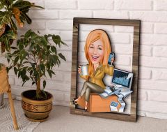 BK Gift Kişiye Özel Kadın Muhasebeci Karikatürlü 3D Ahşap Tablo, Sevgiliye Hediye, Arkadaşa Hediye, Yıl Dönümü Hediyesi, Doğum Günü Hediyesi-1
