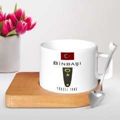 Kişiye Özel Mesleki Binbaşı Ahşap Altlıklı Seramik Fincan