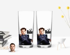 Kişiye Özel Renkli Baskılı Godfather Baba Karikatürlü İkili Rakı Bardağı Seti-9