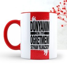 Kişiye Özel Dünyanın En İyi Öğretmeni Kırmızı Kupa Bardak - 1