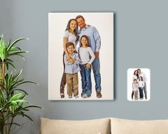 Kişiye Özel Tam Boy Aile Karikatürlü Kanvas Tablo 50x70cm-1
