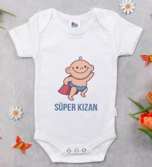 BK Kids Süper Kızan Tasarımlı Beyaz Bebek Body Zıbın-1