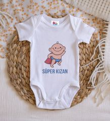 BK Kids Süper Kızan Tasarımlı Beyaz Bebek Body Zıbın-1