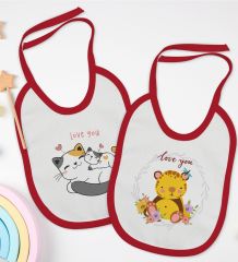 BK Kids Love You Tasarımlı 2’li Kırmızı Mama Önlüğü-1