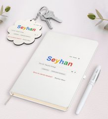 Kişiye Özel Google Yılın En Yakışıklı Erkeği Beyaz Defter Kalem ve Anahtarlık Hediye Seti