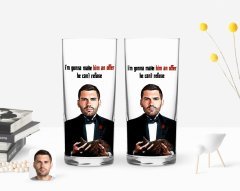 Kişiye Özel Renkli Baskılı Godfather Baba Karikatürlü İkili Rakı Bardağı Seti-7