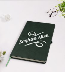 Kişiye Özel İsimli Yeşil Termo Deri Defter Model 5