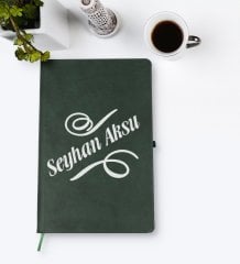 Kişiye Özel İsimli Yeşil Termo Deri Defter Model 5