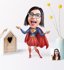 Kişiye Özel Süper Anne Karikatür Ahşap Biblo - 1