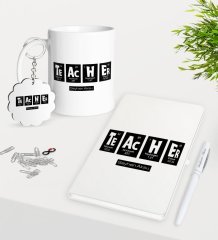 Kişiye Özel Öğretmen Kupa Anahtarlık Beyaz Defter Kalem Hediye Seti-2