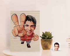 Kişiye Özel Erkek Karikatürlü Otantik Masaüstü Ahşap Palet Çerçeve-33