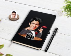 Kişiye Özel Godfather Baba Karikatürlü Siyah Defter ve Kalem Hediye Seti-6